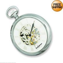 Swingtime Chrome Plated Open Face Skeleton Pocket Watch (Each)