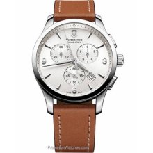 Swiss Army Mens Alliance Chrono Silver-Tone Dial Brown 241480