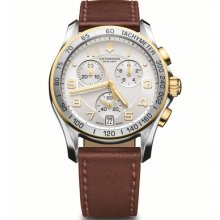 Swiss Army Victorinox 241510 Mens Chrono Classic Leather 2-tone Watch