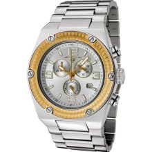 Swiss Legend 40025p-22s-gb Throttle Chronograph Silver Dial Gold Ip Bezel Ss