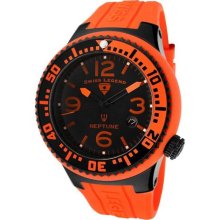 SWISS LEGEND Watches Men's Neptune Black Dial Black IP SS and Orange S