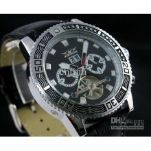 Swiss Mens Date Auto Mechanical Leather Watches Chrono