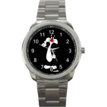 Sylvester Cat Sport Metal Watch Mw664 - Stainless Steel - Gray - cartoon