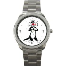 Sylvester Cat Sport Metal Watch IwB499 - Stainless Steel - Gray - cartoon