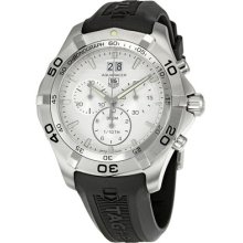 Tag Heuer Aquaracer Silver Guilloche Dial Chronograph Mens Watch Caf101f.ft8011