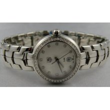 Tag Heuer Ladies Link Silver Guilloche Diamond Dial & Bezel Quartz Wat1414