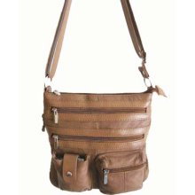 Tan Cowhide Leather Flat Cross-body Unisex Travel Bag