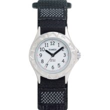 Timex Children's Kids T79051 Black Cloth Quartz Watch with White Dial