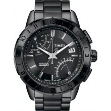 Timex IQ Fly-Back Chronograph Black PVD Stainless Steel Mens Watch