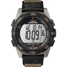 Timex Men's Expedition Rugged Digital Compass Watch, Brown Nylon Strap