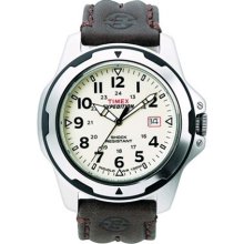 Timex Men's Expedition T49261 Brown Leather Quartz Watch with White Dial