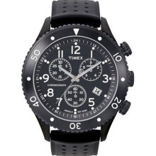 Timex Mens T Series T2 M708 Black Rubber Band Indiglo Chronograph Watch