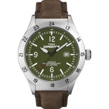 Timex Men's T49881 Expedition Military Field Green Dial Brown Leather Strap Watc