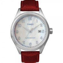 Timex Men's Watch With Mop Dial And Red Strap - T2n411