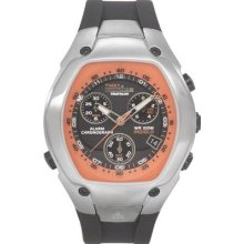 Timex T5g671 Orange Dial Black Strap Chronograph Ironman Unisex Watch