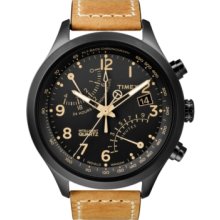 Timex Watch, Mens Intelligent Quartz Fly-Back Chrono Tan Leather Strap