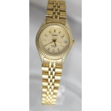 Timex Woman's Gold Tone Watch Date Jubilee Bracelet Retro Indiglo Dial