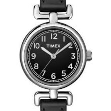 Timex Women's Black Dial Weekender Petite Leather Strap Watch - Timex T2N660