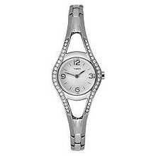 Timex Womens T2m847 Crystal Accented Silver-tone Bracelet Watch Wristwatch F