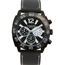 Titanium Chronograph Rubber Strap Watch Black/ White