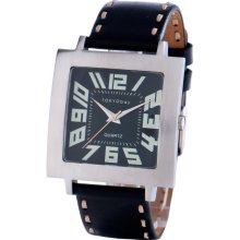 TOKYObay Unisex Tram Analog Stainless Watch - Black Leather Strap - Black Dial - T105-BK