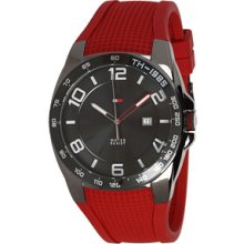 Tommy Hilfiger Watch, Mens Red Silicone Strap 44mm 1790886