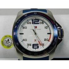 Tommy Hilfiger Watch, Men's Navy Silicone Strap 46mm 1790855