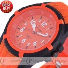 Top Feel Orange Jelly Band Analog Dial Men Boy Fashion Sport Quartz Wrist Watch