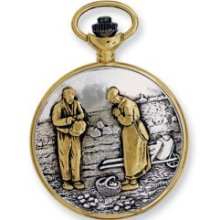 Two-Tone Wht Dial Quartz Thanksgiving Prayer Pocket Watch