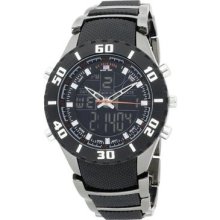 U.s. Polo Assn. Mens Us8163 Analog-digital Black Dial Gun Metal Bracelet Watch