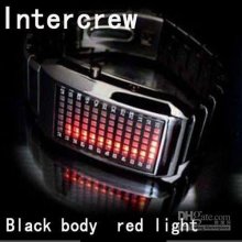 Uaa69 Intercrew 72 Led Lights Man/lady Lovers Watch Black Body Red L