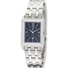 Unisex Charles Hubert Stainless Diamond Bezel Black Dial Watch