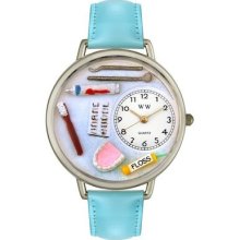 Unisex Dentist Baby Blue Leather & Silvertone Watch - U-0620001