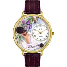 Unisex February Purple Leather and Goldtone Watch in Gold ...