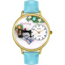 Unisex Quilting Baby Blue Leather and Goldtone Watch in Gold ...