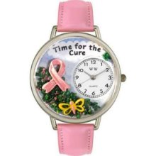 Unisex Time for the Cure Pink Leather and Silvertone Watch in Sil ...