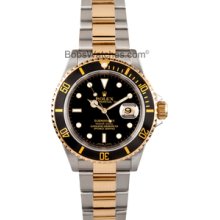 Used Rolex Men's Submariner Steel & Gold Black Face 16613