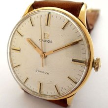 V5744 - 18k Solid Gold Omega MenÂ´s Wristwatch Manual Wind - 32 Mm Diameter Case-