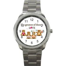 Valentine Love Unisex Silver-Tone Sports Metal Watch 30