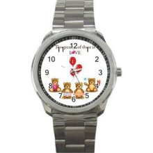 Valentine Love Unisex Silver-Tone Sports Metal Watch 01