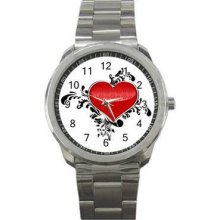 Valentine Love Unisex Silver-Tone Sports Metal Watch 03