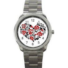 Valentine Love Unisex Silver-Tone Sports Metal Watch 16