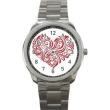 Valentine Love Unisex Silver-Tone Sports Metal Watch 20