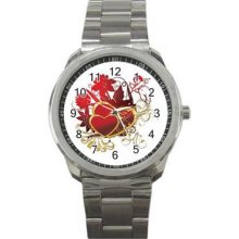 Valentine Love Unisex Silver-Tone Sports Metal Watch 28