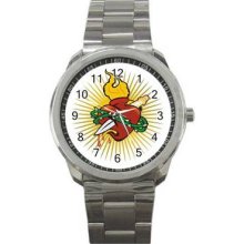 Valentine Love Unisex Silver-Tone Sports Metal Watch 09