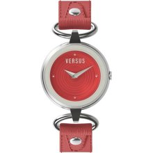 Versus Versus V Womens Red Dial with Crystals Genuine Leather Wat ...