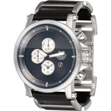 Vestal Plexi Leather Watch - Brushed Silver/Black/Black PLE036