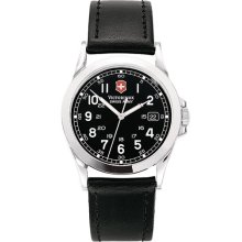 Victorinox Swiss Army 'Infantry' 38mm Watch with Leather Band Black/Black