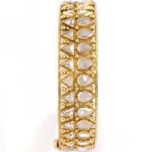 Vintage 18k Yellow Gold And Crystal Bangle Bracelet 31.5 Grams