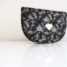 Vintage 1940's Lin Bren Embroidered Evening Clutch with compact & comb